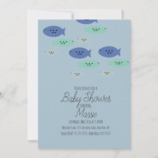 Invitation Aquarium Aquarium Baby shower Bleu (Devant)