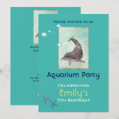Invitation Aquarium Dolphon Theme Anniversaire (Devant / Derrière)