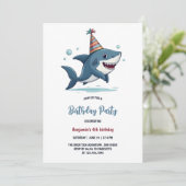 Invitation Aquarium Kids Party Jote Shark Anniversaire (Debout devant)