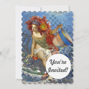 Invitation Aquarius Mermaid Bleu gothique
