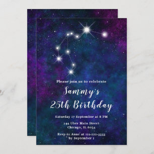 Invitation Aquarius Zodiac Constellation fête d'anniversaire