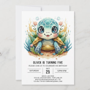 Invitation Aquatic Online Marine Turtle Boy Anniversaire
