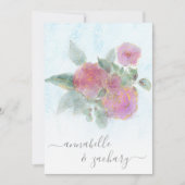 Invitation *~* AR12 QR Damask RSVP Rose Bouquet Mariage Invi (Devant)