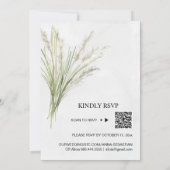 Invitation *~* AR21 QR RSVP Pampas MARIAGE botanique en herbe (Dos)