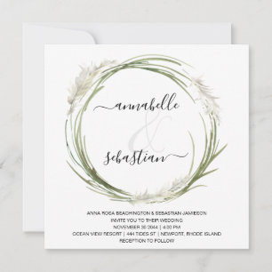 Invitation *~* AR21 QR RSVP Pampas MARIAGE de couronne