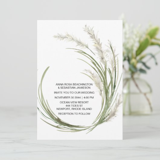 Invitation *~* AR21 QR RSVP Pampas Plante MARIAGE en herbe (Debout devant)