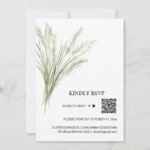 Invitation *~* AR21 QR RSVP Pampas Plante MARIAGE en herbe (Dos)