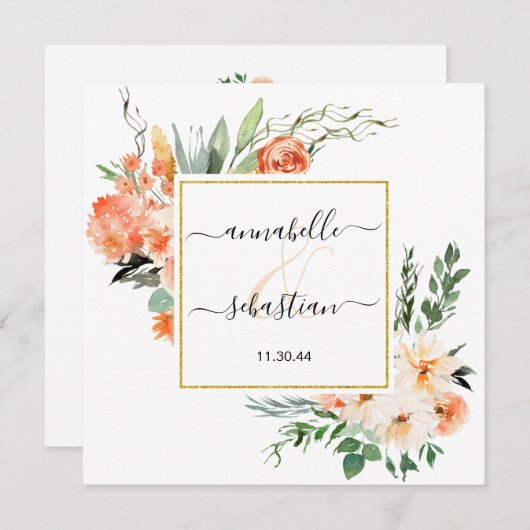 Invitation *~* AR21 QR RSVP Parties scintillant or MARIAGE (Devant / Derrière)