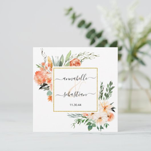 Invitation *~* AR21 QR RSVP Parties scintillant or MARIAGE (Debout devant)