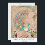 Invitation *~* AR24 Vintage QR RSVP Mariage victorien Peacock<br><div class="desc">VERTICAL 5 x 7 : Arrière - plan populaire DAMASK en toile de fond pour un jardin floral Pays Style rustique, Ephemera, Shabby Chic et Vintage Victorian Colorful Blue Peacock Romantique Français Grunge vibes et style nostalgique. Élégante INVITATION Mariage RSVP avec un site Web Mariage et Alternate RSVP pour ceux...</div>