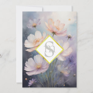 Invitation * AR26 Fleurs Cosmos Monogramme QR RSVP Mariage