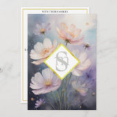 Invitation * AR26 Fleurs Cosmos Monogramme QR RSVP Mariage (Devant / Derrière)