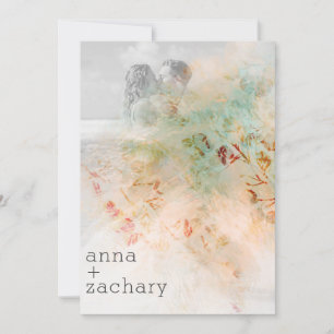 Invitation *~* AR26 Mariage PHOTO Vintage RSVP Botanical QR