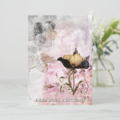 Invitation *~* AR26 Pink 3 QR Victorian RSVP PHOTO Wedding (Debout devant)