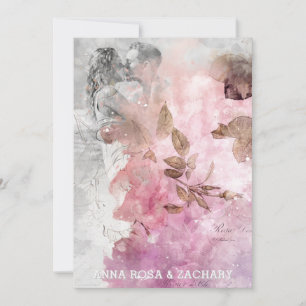 Invitation *~* AR26 QR Victorian RSVP PHOTO Vintage - Mariage