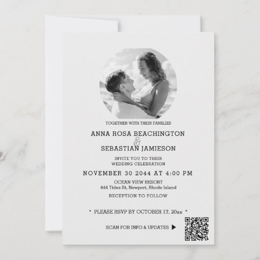 Invitation *~* AR26 Rose 12 QR Victorian RSVP Mariage PHOTO (Dos)