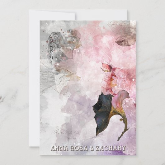 Invitation *~* AR26 Rose 29 QR Victorian RSVP Mariage PHOTO (Devant)