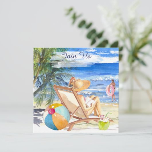 Invitation *~* AR29 Mer Sable Soleil Plage Femme TOUT ÉVÉNEME (Debout devant)