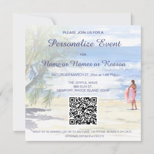 Invitation *~* AR29 Mer Sable Soleil Plage Femme TOUT ÉVÉNEME (Dos)