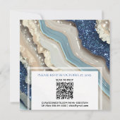 Invitation *~* AR66 QR BLUE IVORY SILVER Agate RSVP Mariage (Dos)