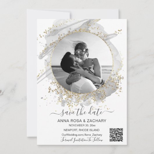 Invitation *~* AR6 Photo QR MARIAGE ENREGISTRER DATE Website (Devant)