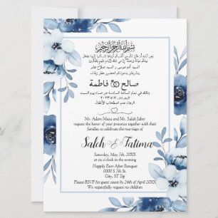 Invitation Arabe Anglais Bleu Bleu