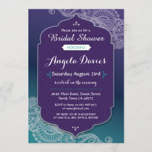 Invitation Arabe d'invitation de Fête de la mariée de bijou