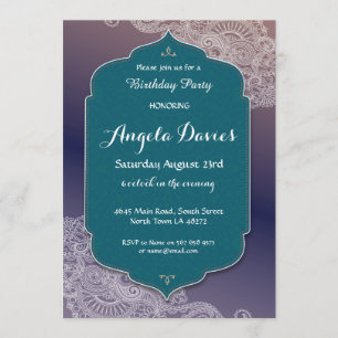 Invitation Arabe quarantième de fête d'anniversaire de bijou