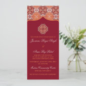 Invitation Arabesque Orange Rouge Indien Mariage Longueur du (Debout devant)