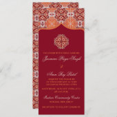 Invitation Arabesque Orange Rouge Indien Mariage Longueur du (Devant / Derrière)