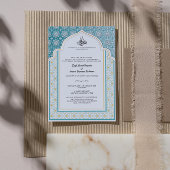 Invitation Arabesque Turquoise et Pearl-White Mariage islamiq