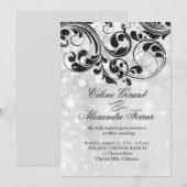 Invitation Arabesques scintillantes sur fond de bokeh métalli (Devant / Derrière)