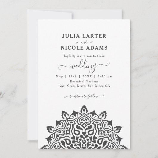 Invitation Arabian Art Nouveau Floral Arch Mandala Wedding (Devant)
