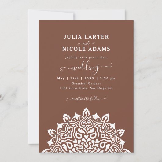 Invitation Arabian Art Nouveau Floral Arch Mandala Wedding (Devant)