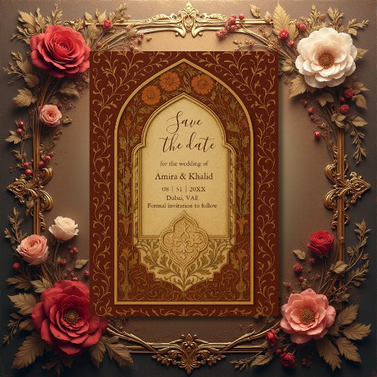 Invitation Arabian Floral Arch Wedding enregistrer la date