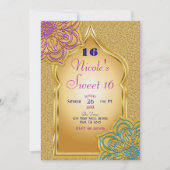 Invitation Arabian Nights Gold Sparkle Mandala Anniversaire (Devant)