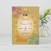 Invitation Arabian Nights Gold Sparkle Mandala Anniversaire (Debout devant)