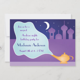 Invitation Arabian Nights Magic Lamp fête d'anniversaire