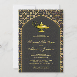 Invitation Arabian Nights Magic Lamp Grey Mariage