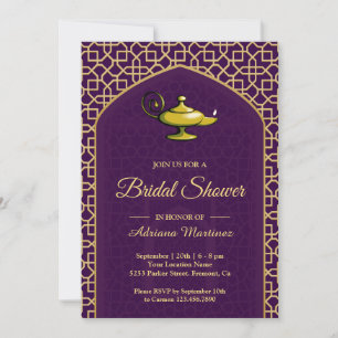 Invitation Arabian Nights Magic Lamp Purple Fête des mariées