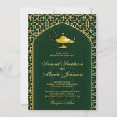 Invitation Arabian Nights Magic Lampe Mariage vert (Devant)