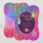 Invitation Arabian Nights Sweet 16 Quinceanera N'IMPORTE QUEL (Devant / Derrière)