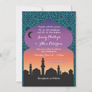 Invitation Arabian Nights Wedding Party Marocain Turquoise In