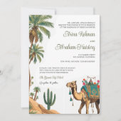 Invitation Arabian Palm Desert Camel QR Code Mariage (Devant)