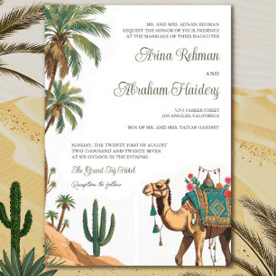 Invitation Arabian Palm Desert Camel QR Code Mariage
