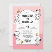 Invitation Arachides Snoopy & Bois Rose Anniversaire (Devant)