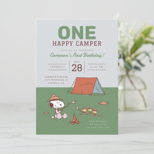 Invitation Arachides - Snoopy | Un Joyeux Anniversaire Camper (Debout devant)