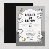 Invitation Arachides Snoopy & Woodstock Gris Anniversaire (Devant / Derrière)
