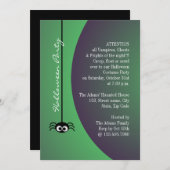 Invitation Araignée d'Halloween dangereuse (verte) (Devant / Derrière)