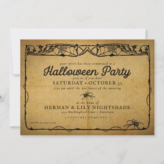 Invitation Araignée d'Halloween | Parti gothique Vintage (Devant)
